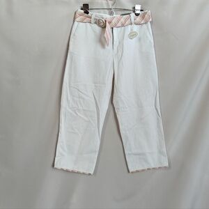 Sonoma White Cropped Pants with Pink Accents